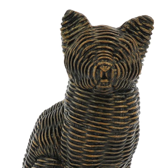 10.75" Rattan-Style Black Cat Tabletop Décor by Ashland®
